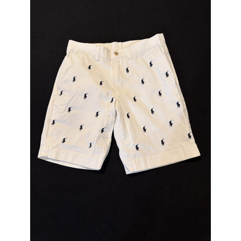 Polo Ralph Lauren Shorts Mens 29 Chino White Blue All Over Pony Print